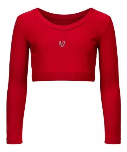 Girls’ Long Sleeve Crop Top Sporting Red | Vasiliki