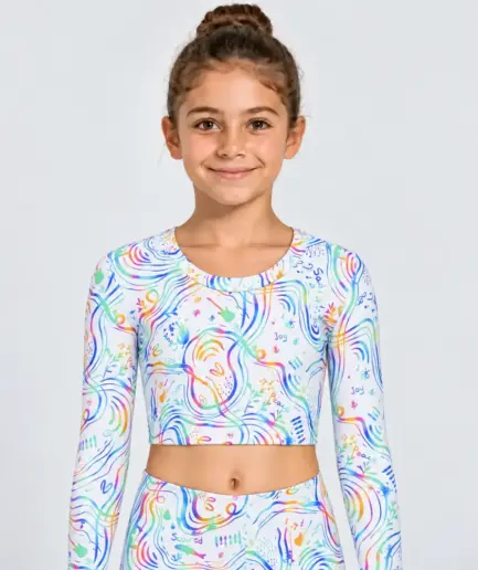 Girls’ Long Sleeve Crop Top Rainbow Light | Vasiliki