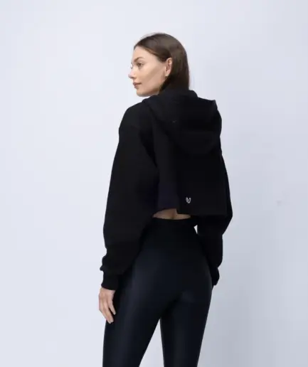 Women’s Black Fleece Cropped Hoodie | Vasiliki