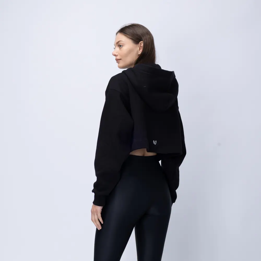 Women’s Black Fleece Cropped Hoodie 1