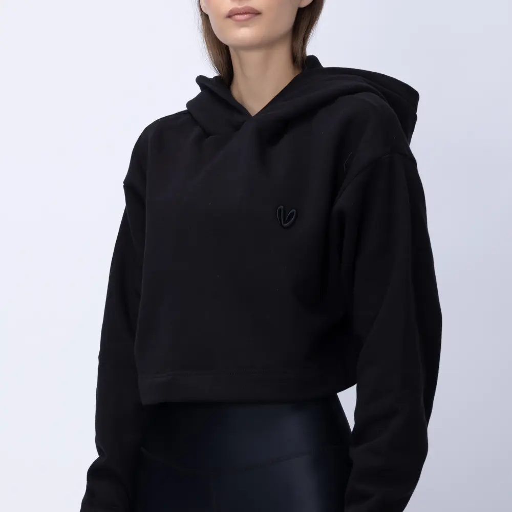 Women’s Black Fleece Cropped Hoodie 2
