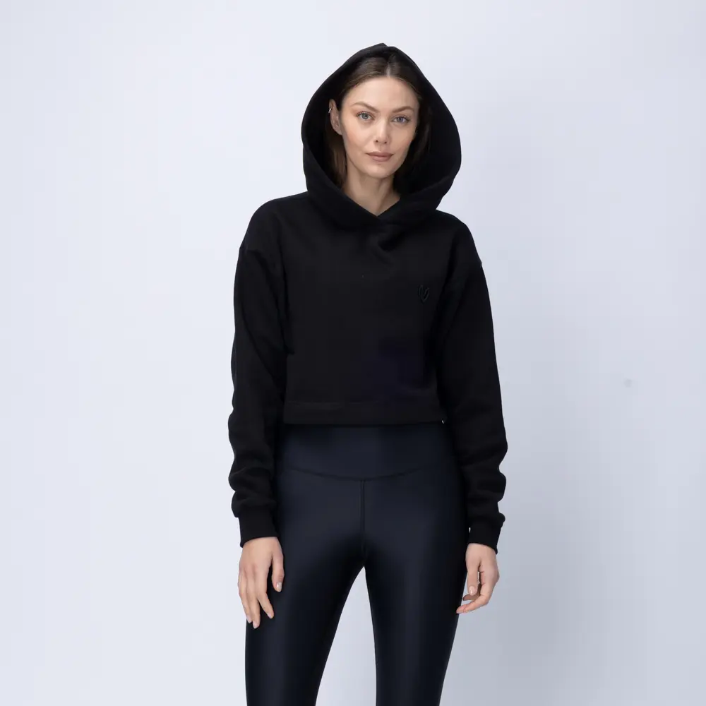 Women’s Black Fleece Cropped Hoodie 3