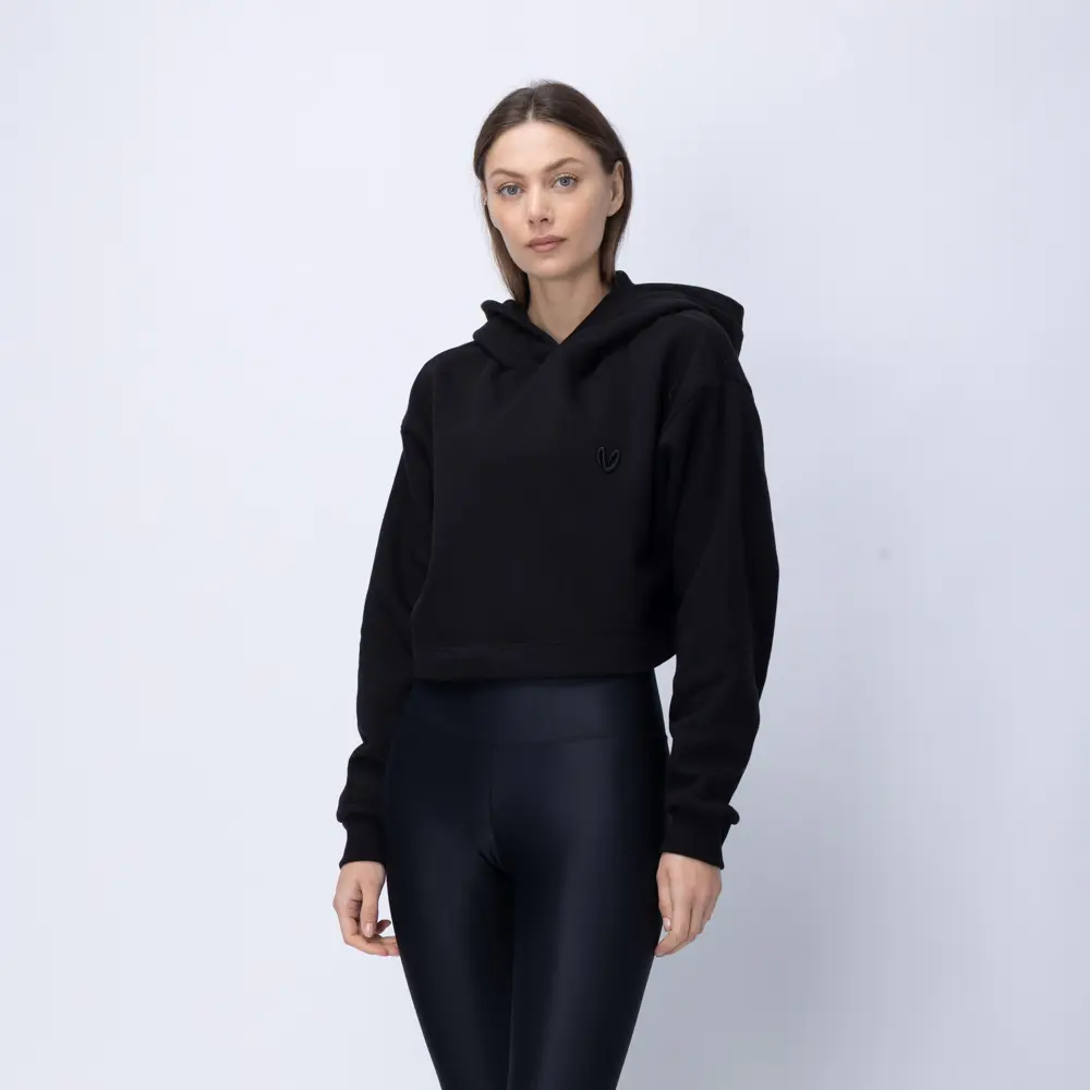 Women’s Black Fleece Cropped Hoodie 4