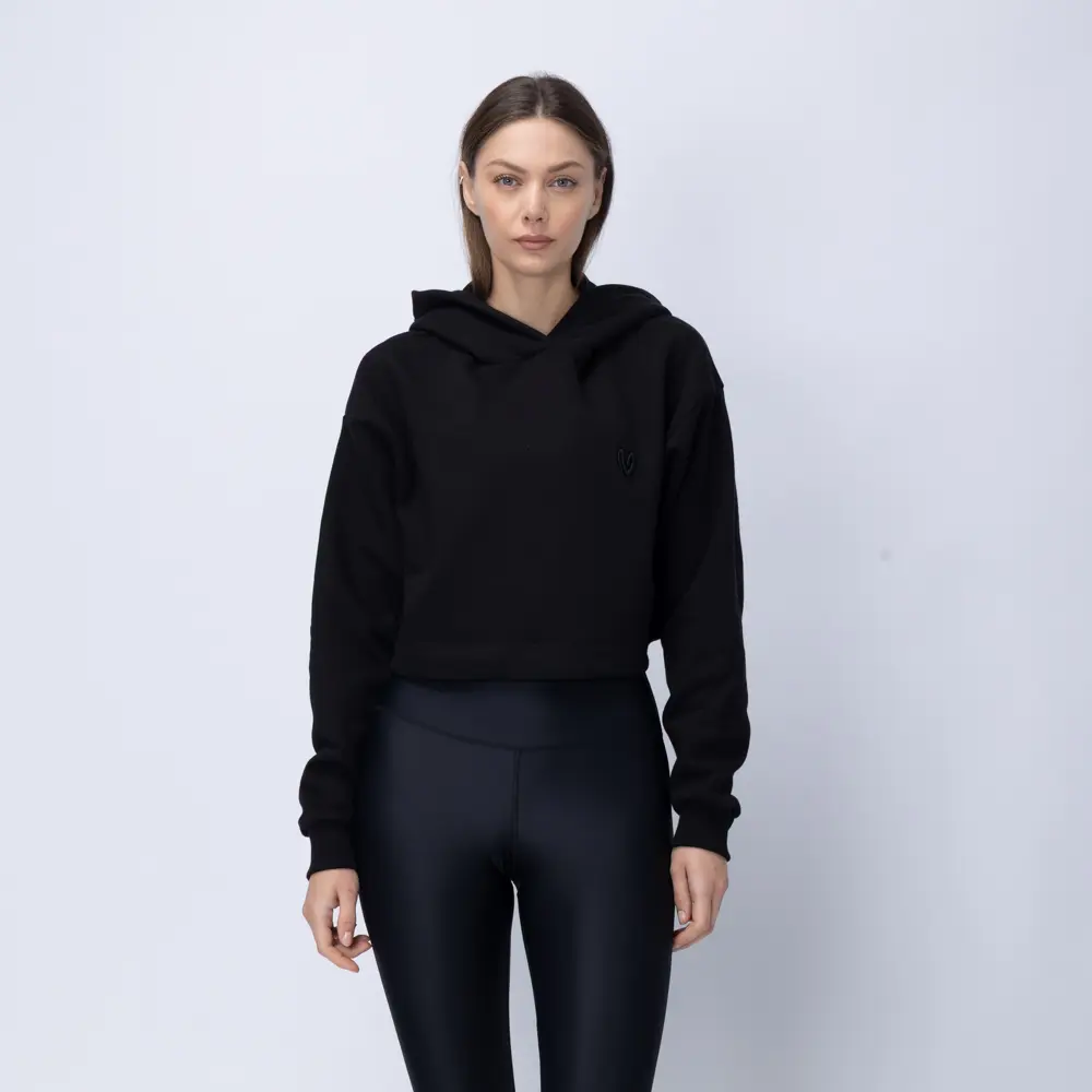 Women’s Black Fleece Cropped Hoodie 5
