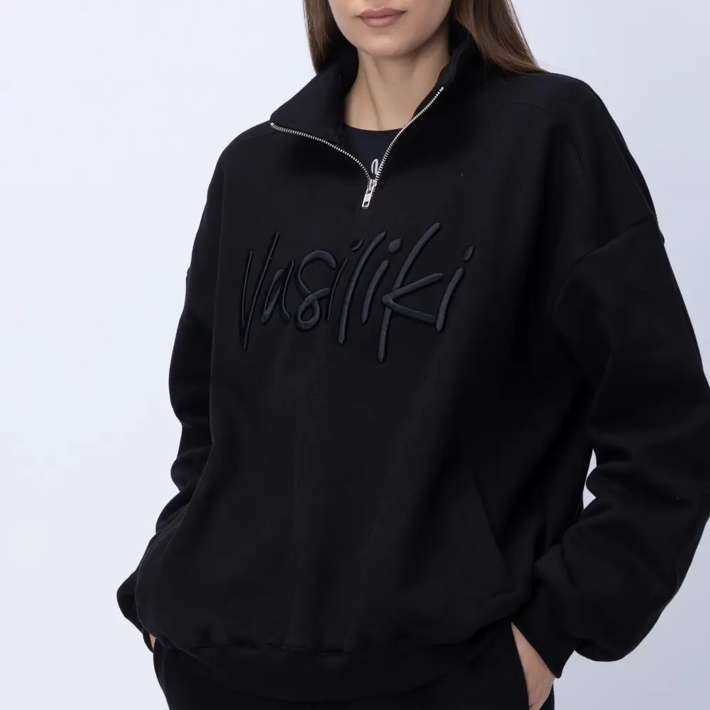 Women’s Black Fleece Half Zip Up Sweatshirt 2