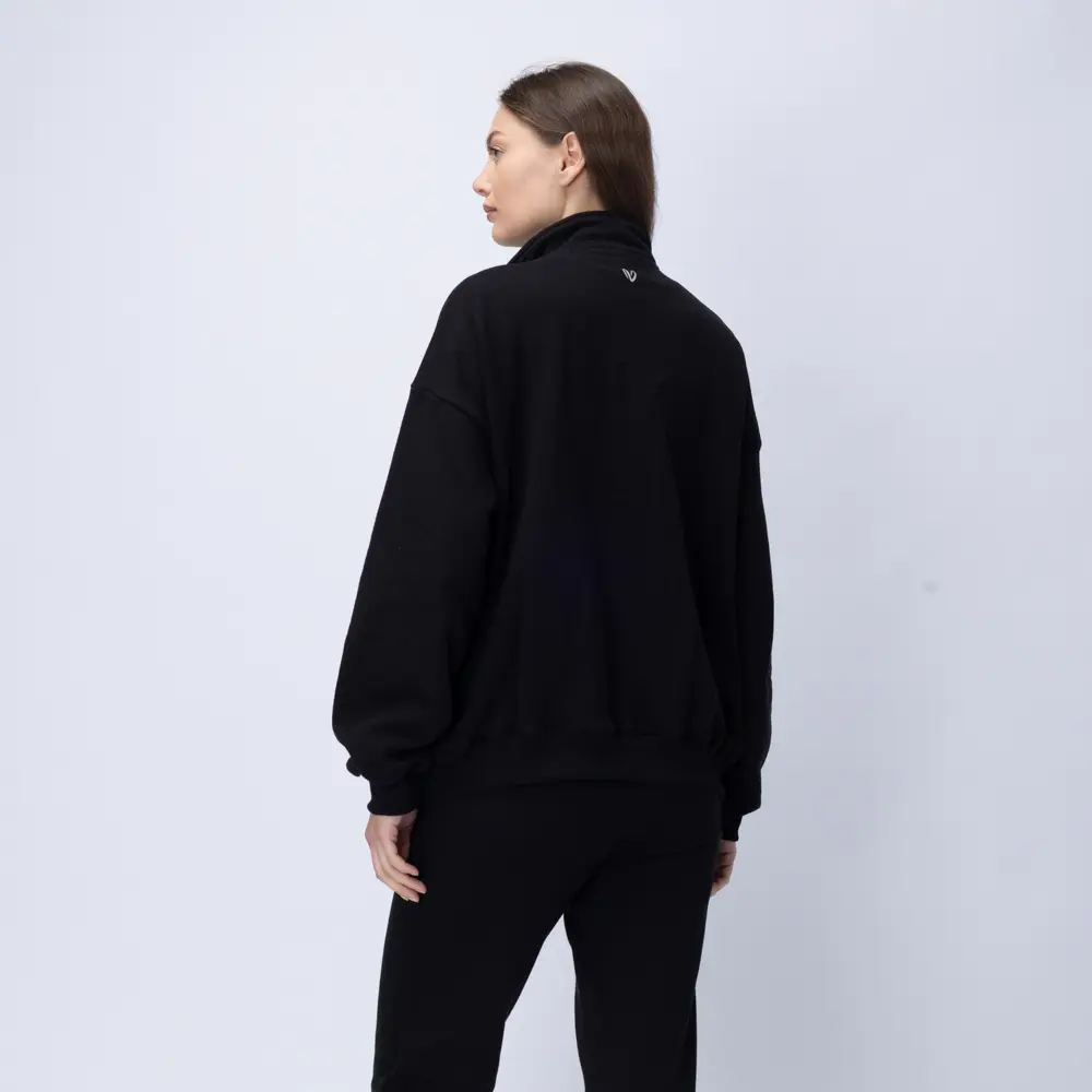 Women’s Black Fleece Half Zip Up Sweatshirt 3